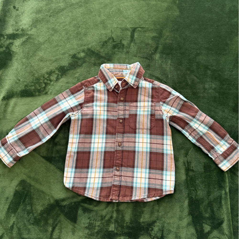 Carter's Brown and Blue Plaid Button Down Shirt